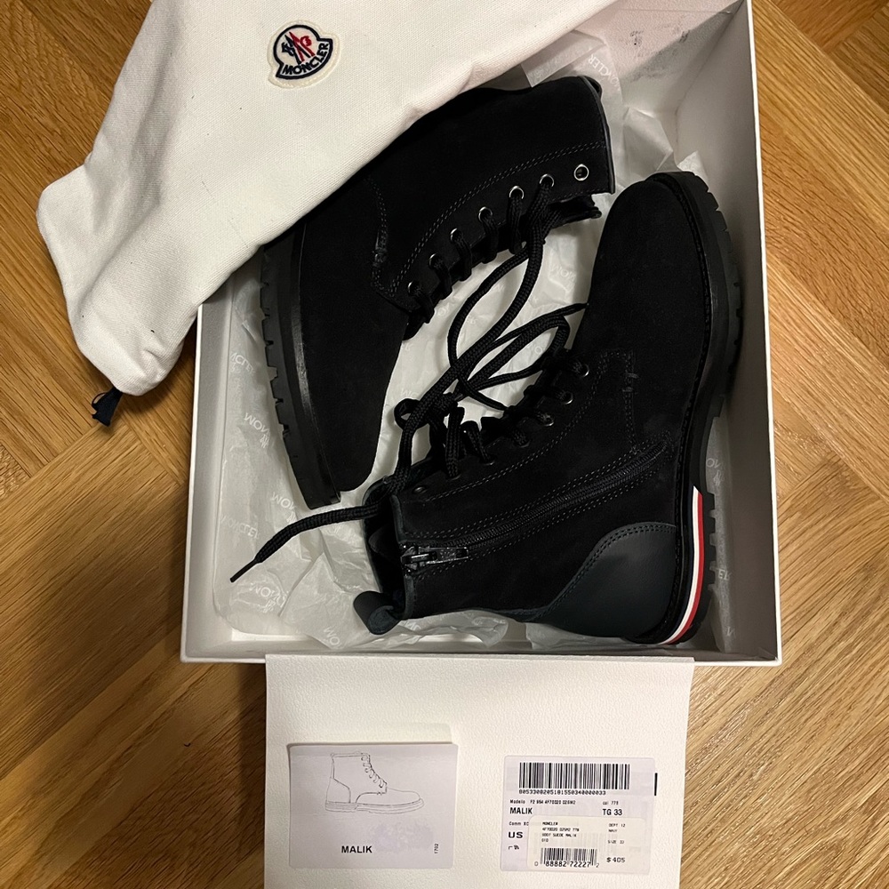 Moncler Malik Faux Shearling Lined Boot In navy